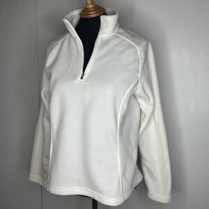 LANDS END PULLOVER WOMENS SZ S/P 6-8 CREAM 1/4 ZIP FLEECE TEXTURED